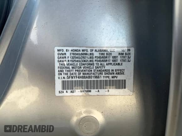 2010 Honda Pilot Touring с VIN 5FNYF4H88AB019661, выставлен на аукционе Copart как лот 85937495 с пробегом 188 907 миль миль и Чистый • Clean title. История ставок и продаж доступна на DreamBid. Изображение 10.