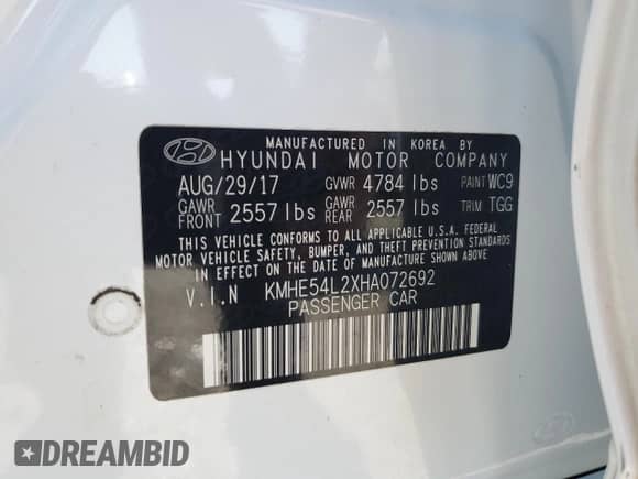 2017 Hyundai Sonata Limited with VIN KMHE54L2XHA072692, listed as a Copart auction lot 64465605 with 152,764 mi miles and Salvage title. Bid and sale history available at DreamBid. Image 13.