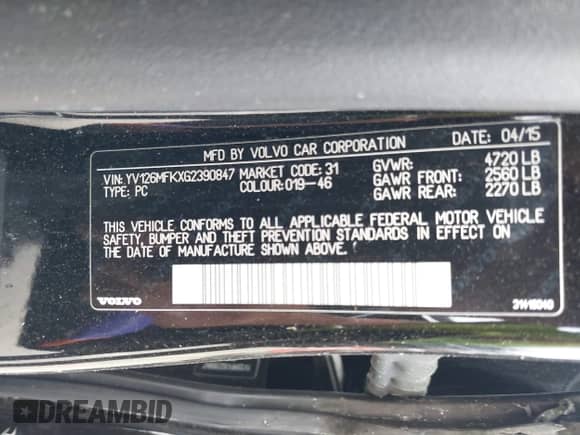2016 Volvo S60 T5 Drive-E Premier z VIN YV126MFKXG2390847, wystawiony jako IAAI lot #42647884 z przebiegiem 115 397 mil mil oraz . Historia ofert i sprzedaży dostępna na DreamBid. Obrazek 9.
