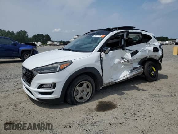 2019 Hyundai Tucson Night Edition with VIN KM8J33AL3KU952195, listed as a Copart auction lot 59745405 with 120,362 mi miles and Salvage title. Bid and sale history available at DreamBid. Image 1.