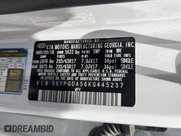 2019 Kia Sorento S z VIN 5XYPGDA56KG445237, wystawiony jako Copart lot #64575745 z przebiegiem 152 451 mil mil oraz Czysty tytuł • Clean title. Historia ofert i sprzedaży dostępna na DreamBid. Obrazek 13.