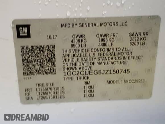 2018 Chevrolet Silverado 2500HD Work Truck z VIN 1GC2CUEG5JZ150745, wystawiony jako Copart lot #59665775 z przebiegiem 168 931 mil mil oraz Czysty tytuł • Clean title. Historia ofert i sprzedaży dostępna na DreamBid. Obrazek 12.