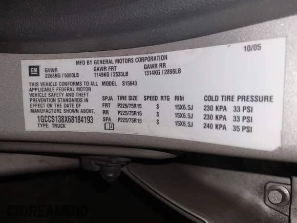 2006 Chevrolet Colorado 1LT с VIN 1GCCS138X68184193, выставлен на аукционе IAAI как лот 42553504 с пробегом 217 153 миль миль и . История ставок и продаж доступна на DreamBid. Изображение 9.