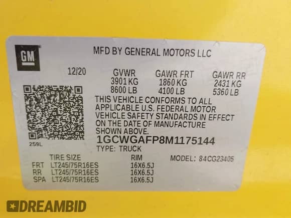 2021 Chevrolet Express Cargo с VIN 1GCWGAFP8M1175144, выставлен на аукционе IAAI как лот 42815392 с пробегом 57 298 миль миль и . История ставок и продаж доступна на DreamBid. Изображение 9.