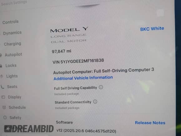 2021 Tesla Model Y Long Range с VIN 5YJYGDEE2MF161838, выставлен на аукционе IAAI как лот 43250955 с пробегом 97 847 миль миль и . История ставок и продаж доступна на DreamBid. Изображение 7.