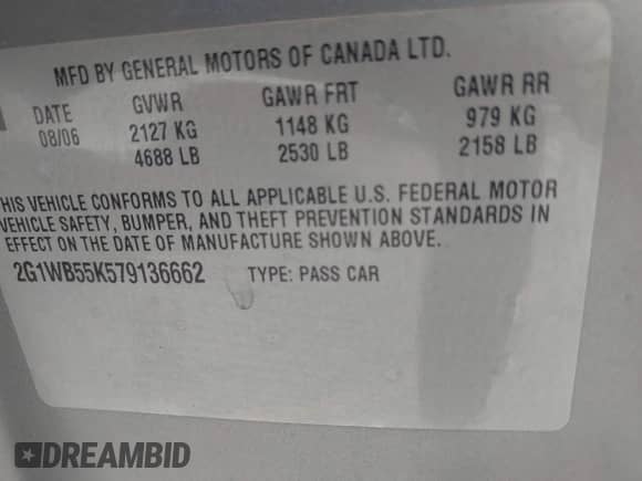 2007 Chevrolet Impala LS с VIN 2G1WB55K579136662, выставлен на аукционе IAAI как лот 42783549 с пробегом 205 431 миль миль и . История ставок и продаж доступна на DreamBid. Изображение 9.