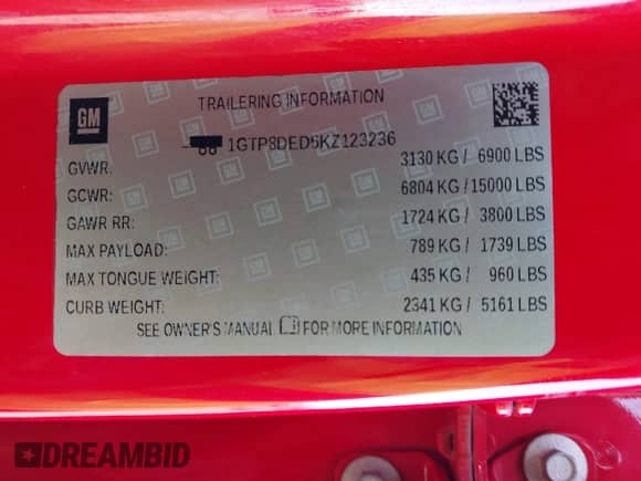 2019 GMC Sierra 1500 SLT with VIN 1GTP8DED5KZ123236, listed as a IAAI auction lot 43582089 with 112,690 mi miles and . Bid and sale history available at DreamBid. Image 9.