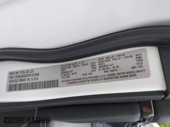 2023 Jeep Grand Cherokee Altitude X with VIN 1C4RJKAG5P8101686, listed as a IAAI auction lot 43033435 with 73,507 mi miles and . Bid and sale history available at DreamBid. Image 9.