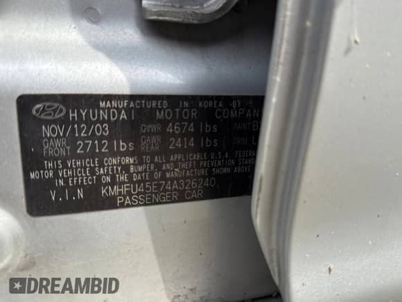 2004 Hyundai XG с VIN KMHFU45E74A326240, выставлен на аукционе Copart как лот 80498525 с пробегом 158 482 миль миль и Чистый • Clean title. История ставок и продаж доступна на DreamBid. Изображение 10.