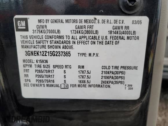 2005 Chevrolet Avalanche LS with VIN 3GNEK12Z15G237365, listed as a Copart auction lot 72067355 with Not provided miles and Salvage title. Bid and sale history available at DreamBid. Image 12.