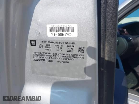2014 Chevrolet Impala LS с VIN 2G1WA5E30E1180110, выставлен на аукционе IAAI как лот 43005744 с пробегом 135 772 миль миль и . История ставок и продаж доступна на DreamBid. Изображение 9.