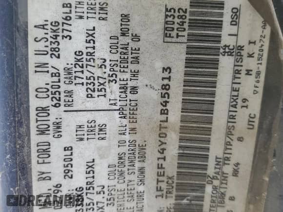 1996 Ford F-150 с VIN 1FTEF14Y0TLB45813, выставлен на аукционе Copart как лот 45307905 с пробегом Не указан миль и Списание • Salvage title. История ставок и продаж доступна на DreamBid. Изображение 14.