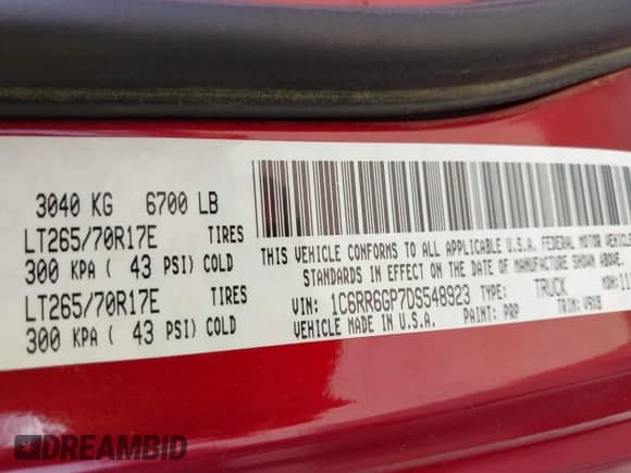 2013 Ram 1500 SLT z VIN 1C6RR6GP7DS548923, wystawiony jako IAAI lot #43482491 z przebiegiem 205 149 mil mil oraz . Historia ofert i sprzedaży dostępna na DreamBid. Obrazek 9.