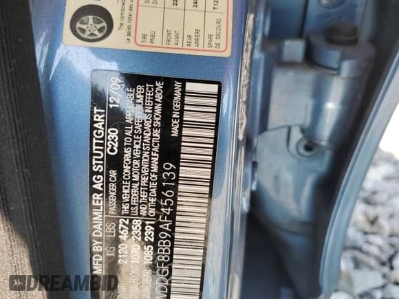 2010 Mercedes-Benz C 300 Sport с VIN WDDGF8BB9AF456139, выставлен на аукционе Copart как лот 66520225 с пробегом 143 428 миль миль и Чистый • Clean title. История ставок и продаж доступна на DreamBid. Изображение 12.