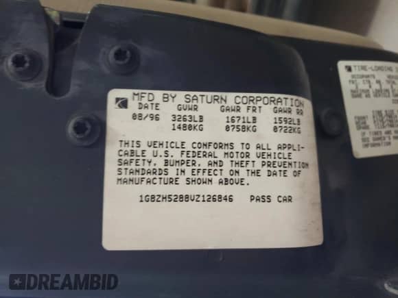 1997 Saturn SL with VIN 1G8ZH5288VZ126846, listed as a Copart auction lot 47024465 with 152,336 mi miles and Salvage title. Bid and sale history available at DreamBid. Image 12.