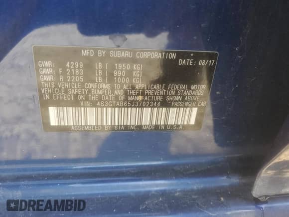 2018 Subaru Impreza Premium with VIN 4S3GTAB65J3702344, listed as a Copart auction lot 84746185 with Not provided miles and Clean title. Bid and sale history available at DreamBid. Image 12.