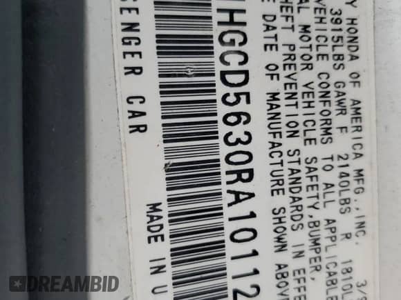 1994 Honda Accord LX z VIN 1HGCD5630RA101127, wystawiony jako Copart lot #88433545 z przebiegiem 201 402 mil mil oraz Szkoda całkowita • Salvage title. Historia ofert i sprzedaży dostępna na DreamBid. Obrazek 13.