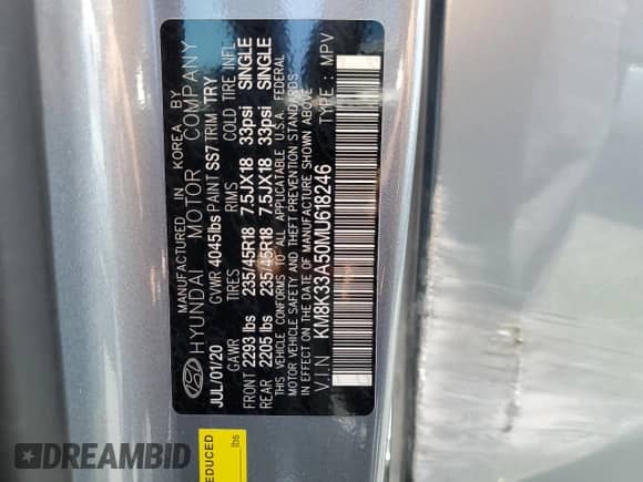 2021 Hyundai Kona Limited с VIN KM8K33A50MU618246, выставлен на аукционе Copart как лот 59060785 с пробегом 48 437 миль миль и Списание • Salvage title. История ставок и продаж доступна на DreamBid. Изображение 12.
