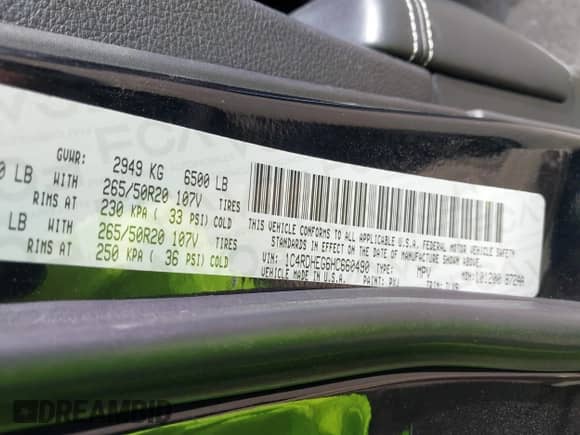 2017 Dodge Durango Citadel Anodized Platinum с VIN 1C4RDHEG6HC660490, выставлен на аукционе IAAI как лот 42557900 с пробегом 309 139 миль миль и . История ставок и продаж доступна на DreamBid. Изображение 9.