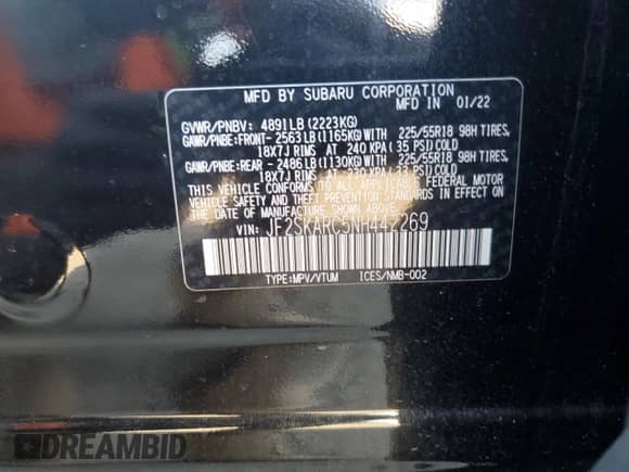 2022 Subaru Forester Touring z VIN JF2SKARC5NH442269, wystawiony jako Copart lot #71297655 z przebiegiem 22 135 mil mil oraz Szkoda całkowita • Salvage title. Historia ofert i sprzedaży dostępna na DreamBid. Obrazek 13.