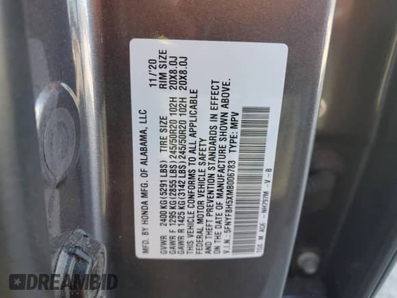 2021 Honda Passport EX-L с VIN 5FNYF8H5XMB006783, выставлен на аукционе Copart как лот 70341255 с пробегом 76 119 миль миль и Списание • Salvage title. История ставок и продаж доступна на DreamBid. Изображение 13.