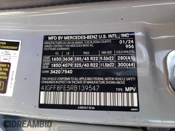 2024 Mercedes-Benz GLS 580 z VIN 4JGFF8FE5RB139547, wystawiony jako Copart lot #84903274 z przebiegiem 918 mil mil oraz Szkoda całkowita • Salvage title. Historia ofert i sprzedaży dostępna na DreamBid. Obrazek 12.