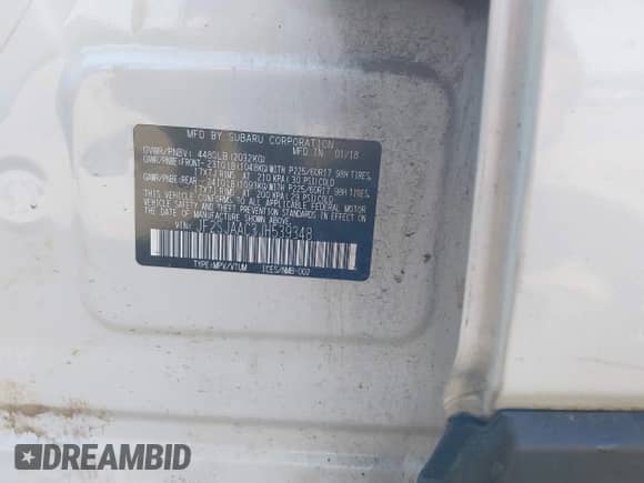 2018 Subaru Forester z VIN JF2SJAAC3JH539348, wystawiony jako IAAI lot #43135934 z przebiegiem 228 014 mil mil oraz . Historia ofert i sprzedaży dostępna na DreamBid. Obrazek 9.