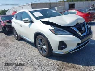 2021 Nissan Murano Platinum with VIN 5N1AZ2DS1MC126899, listed as a IAAI auction lot 43256813 with 63,804 mi miles and . Bid and sale history available at DreamBid. Image 1.
