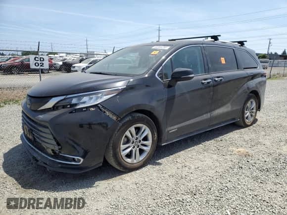 2021 Toyota Sienna Limited z VIN 5TDZSKFCXMS004655, wystawiony jako Copart lot #60366285 z przebiegiem 62 946 mil mil oraz Szkoda całkowita • Salvage title. Historia ofert i sprzedaży dostępna na DreamBid. Obrazek 1.