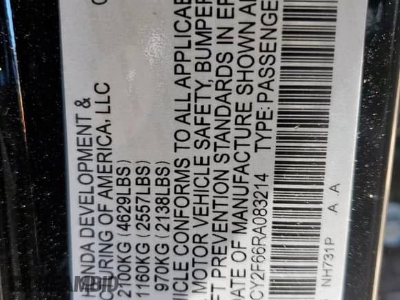 2024 Honda Accord EX-L with VIN 1HGCY2F66RA083214, listed as a Copart auction lot 70628955 with 16,837 mi miles and Salvage title. Bid and sale history available at DreamBid. Image 12.