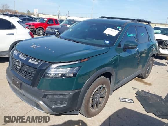 2023 Nissan Pathfinder Rock Creek with VIN 5N1DR3BD1PC237447, listed as a IAAI auction lot 41741346 with 23,554 mi miles and . Bid and sale history available at DreamBid. Image 2.