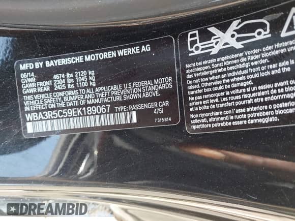 2014 BMW 4 Series 435i xDrive с VIN WBA3R5C59EK189067, выставлен на аукционе IAAI как лот 42449386 с пробегом 115 429 миль миль и . История ставок и продаж доступна на DreamBid. Изображение 9.