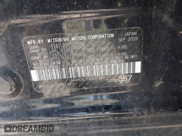 2021 Mitsubishi Outlander ES z VIN JA4APUAU5MU001887, wystawiony jako IAAI lot #39914705 z przebiegiem Nie podano mil oraz . Historia ofert i sprzedaży dostępna na DreamBid. Obrazek 9.