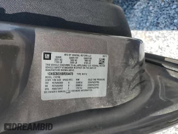 2011 Chevrolet Tahoe LT с VIN 1GNSCBE09BR354478, выставлен на аукционе Copart как лот 66722225 с пробегом 200 582 миль миль и Списание • Salvage title. История ставок и продаж доступна на DreamBid. Изображение 13.