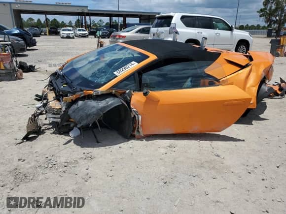 2016 Lamborghini Huracan LP 610-4 with VIN ZHWUR1ZF0GLA05464, listed as a Copart auction lot 60296214 with Not provided miles and Salvage title. Bid and sale history available at DreamBid. Image 1.