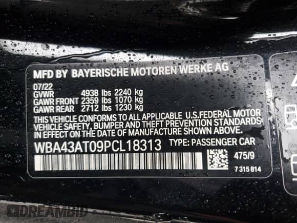 2023 BMW 4 Series 430i xDrive with VIN WBA43AT09PCL18313, listed as a Copart auction lot 45157215 with 20,055 mi miles and Salvage title. Bid and sale history available at DreamBid. Image 13.