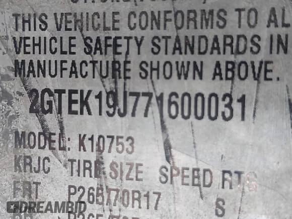 2007 GMC Sierra 1500 SLE2 с VIN 2GTEK19J771600031, выставлен на аукционе IAAI как лот 43131876 с пробегом 283 830 миль миль и . История ставок и продаж доступна на DreamBid. Изображение 9.
