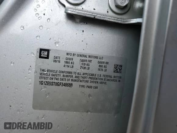 2016 Chevrolet Malibu LT z VIN 1G1ZE5ST8GF348688, wystawiony jako Copart lot #80027905 z przebiegiem 114 658 mil mil oraz Szkoda całkowita • Salvage title. Historia ofert i sprzedaży dostępna na DreamBid. Obrazek 12.