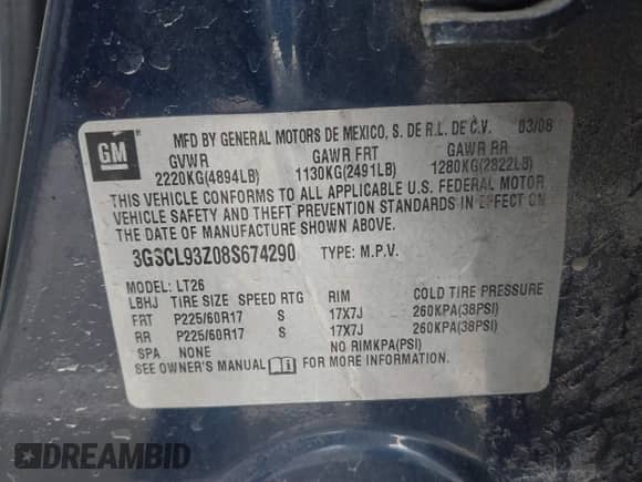 2008 Saturn VUE Green Line с VIN 3GSCL93Z08S674290, выставлен на аукционе IAAI как лот 41683209 с пробегом 186 249 миль миль и . История ставок и продаж доступна на DreamBid. Изображение 9.