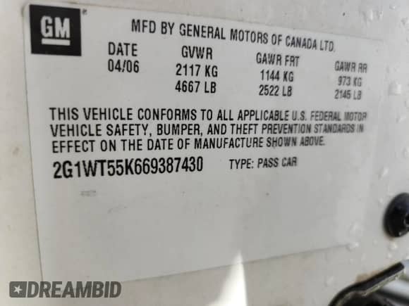 2006 Chevrolet Impala LT 3.5L z VIN 2G1WT55K669387430, wystawiony jako Copart lot #71453825 z przebiegiem 242 351 mil mil oraz Szkoda całkowita • Salvage title. Historia ofert i sprzedaży dostępna na DreamBid. Obrazek 12.