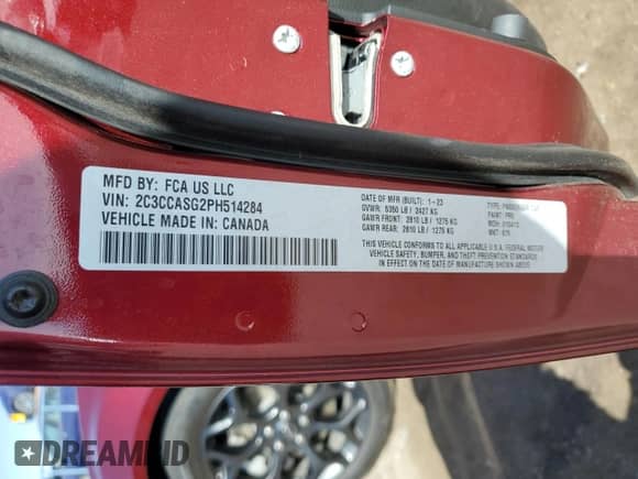 2023 Chrysler 300 Touring L with VIN 2C3CCASG2PH514284, listed as a Copart auction lot 53284955 with 11,220 mi miles and Salvage title. Bid and sale history available at DreamBid. Image 12.