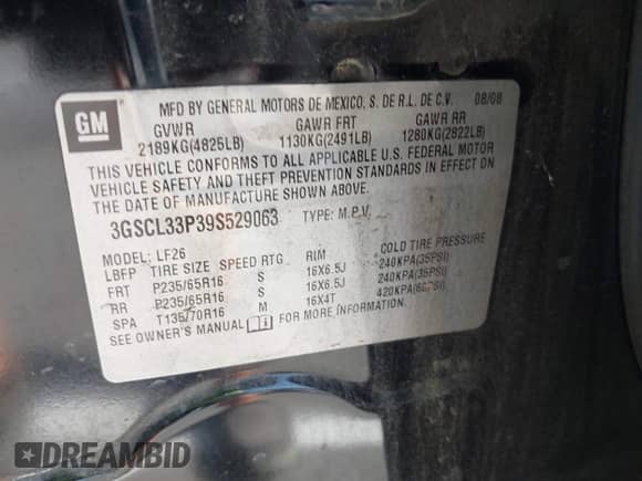 2009 Saturn VUE XE с VIN 3GSCL33P39S529063, выставлен на аукционе IAAI как лот 42618955 с пробегом 187 700 миль миль и . История ставок и продаж доступна на DreamBid. Изображение 9.