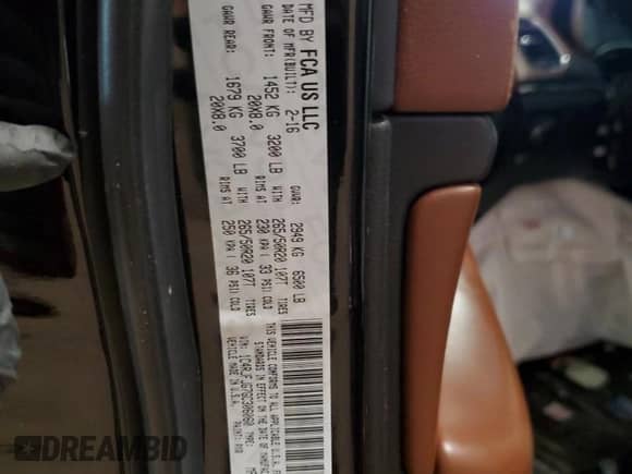 2016 Jeep Grand Cherokee Summit with VIN 1C4RJFJG7GC306060, listed as a Copart auction lot 58497805 with Not provided miles and Clean title. Bid and sale history available at DreamBid. Image 14.