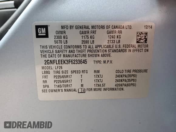 2015 Chevrolet Equinox LS с VIN 2GNFLEEK3F6233645, выставлен на аукционе Copart как лот 45147955 с пробегом 76 712 миль миль и Чистый • Clean title. История ставок и продаж доступна на DreamBid. Изображение 13.