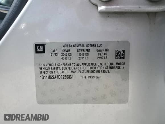 2013 Chevrolet Malibu LTZ с VIN 1G11H5SA4DF250031, выставлен на аукционе Copart как лот 68662925 с пробегом 221 425 миль миль и Списание • Salvage title. История ставок и продаж доступна на DreamBid. Изображение 12.