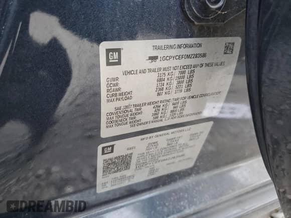 2021 Chevrolet Silverado 1500 Custom Trail Boss with VIN 1GCPYCEF0MZ283586, listed as a Copart auction lot 69621155 with 97,773 mi miles and Salvage title. Bid and sale history available at DreamBid. Image 12.