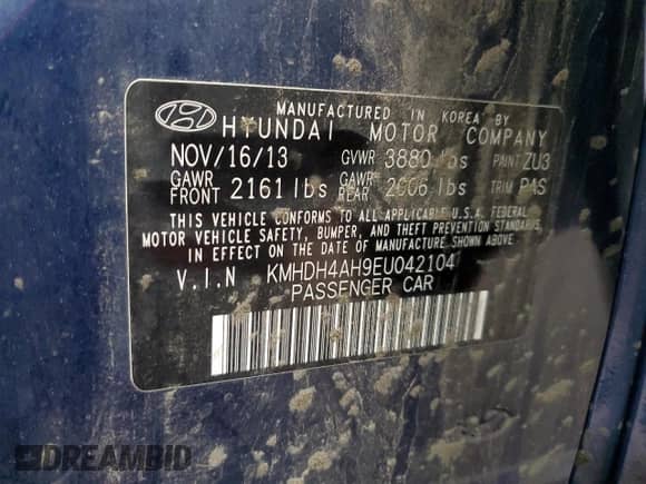 2014 Hyundai Elantra Sport с VIN KMHDH4AH9EU042104, выставлен на аукционе Copart как лот 64687315 с пробегом 76 845 миль миль и На запчасти • Non repairable. История ставок и продаж доступна на DreamBid. Изображение 13.