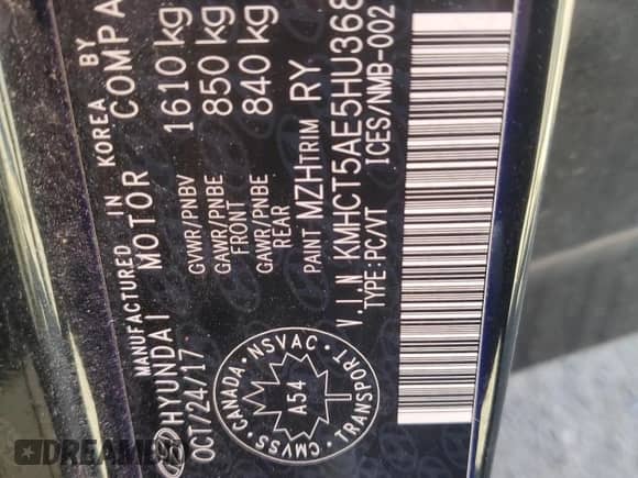 2017 Hyundai Accent SE z VIN KMHCT5AE5HU368055, wystawiony jako Copart lot #69273295 z przebiegiem Nie podano mil oraz Szkoda całkowita • Salvage title. Historia ofert i sprzedaży dostępna na DreamBid. Obrazek 12.