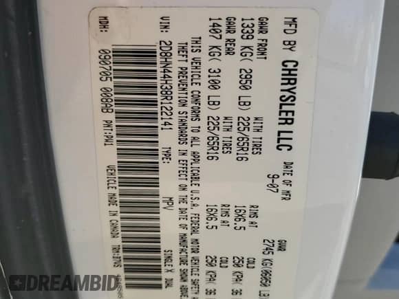 2008 Dodge Grand Caravan SE с VIN 2D8HN44H38R122141, выставлен на аукционе Copart как лот 70930625 с пробегом 169 379 миль миль и Списание • Salvage title. История ставок и продаж доступна на DreamBid. Изображение 13.