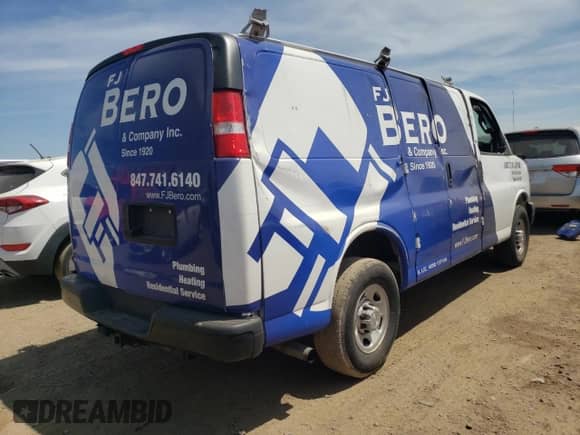 2020 Chevrolet Express Cargo with VIN 1GCWGAFG7L1179054, listed as a Copart auction lot 56726655 with 39,099 mi miles and Salvage title. Bid and sale history available at DreamBid. Image 3.
